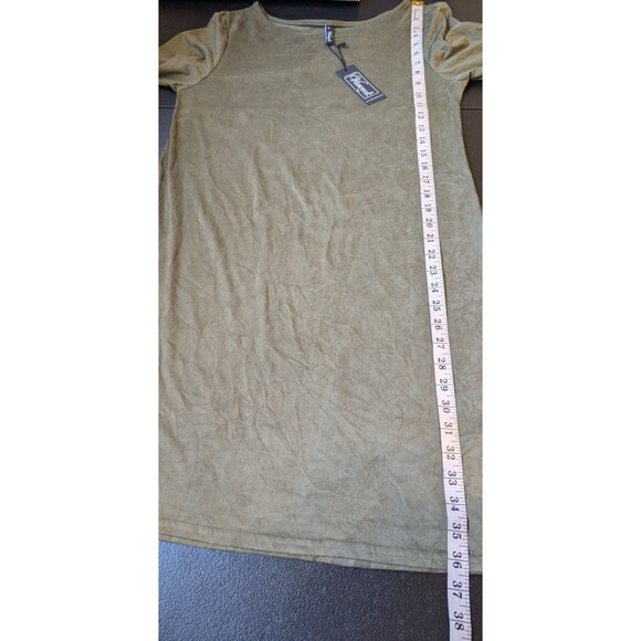 Viereck Dress Intel in Olive Faux Suede Jersey Microfiber 3/4 Sleeve Size Large - Picture 5 of 10